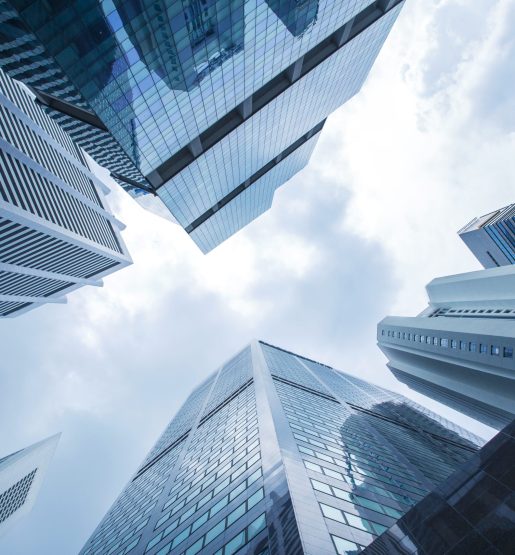 View of modern business skyscrapers glass and sky view landscape of commercial building in central city